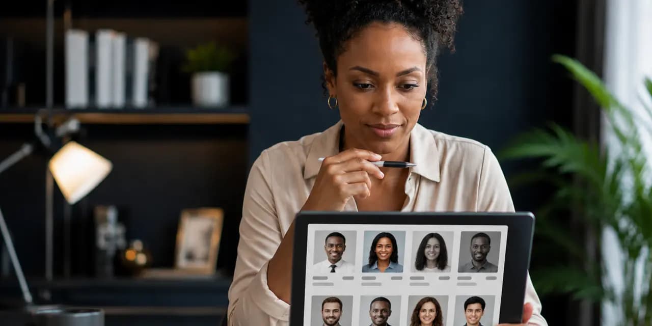 A manager reviewing a shortlist of qualified profiles
