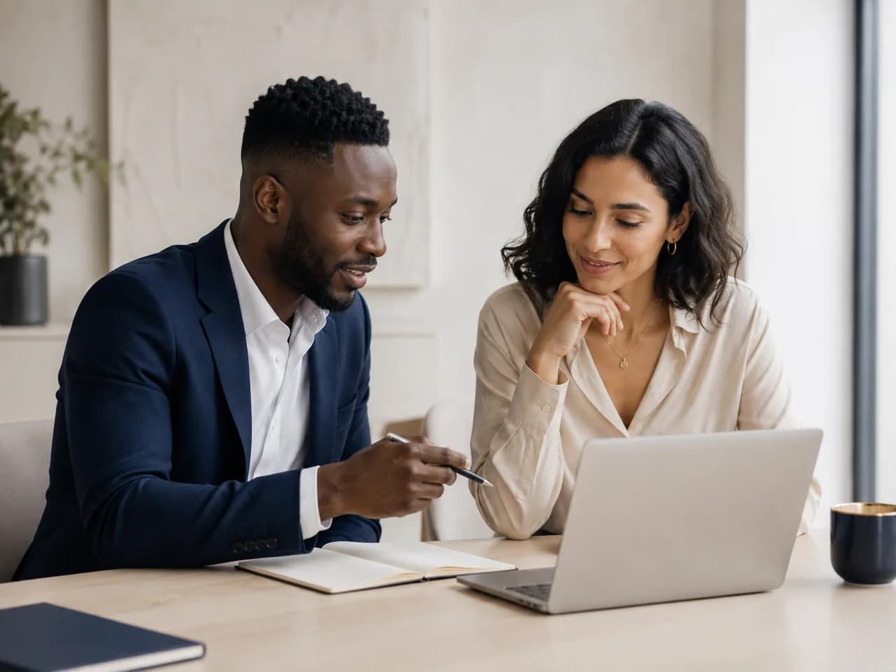 Deux professionnels collaborant autour d’une table