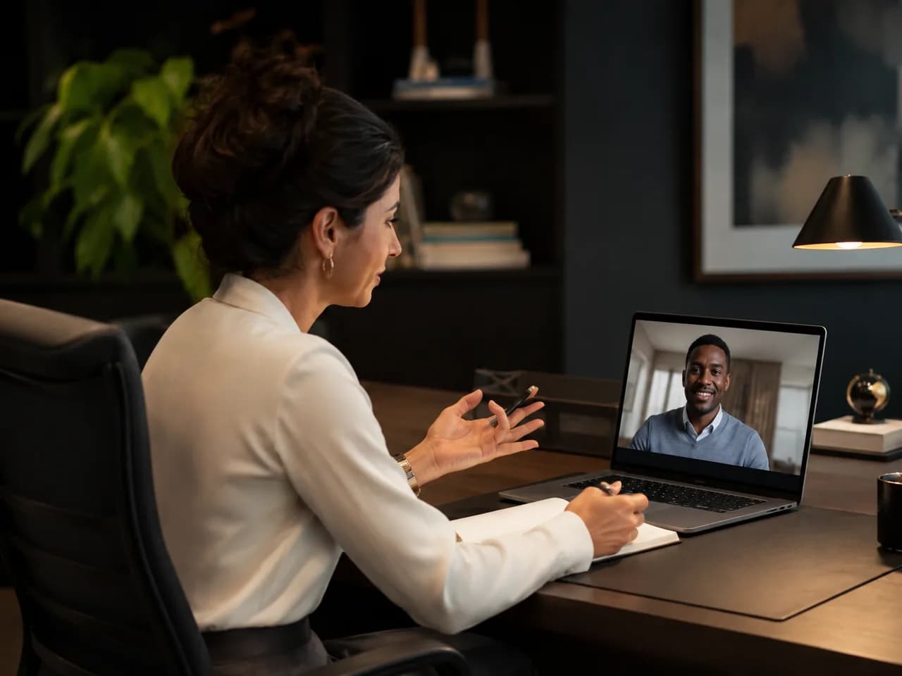 Une entreprise et un talent international en réunion à distance