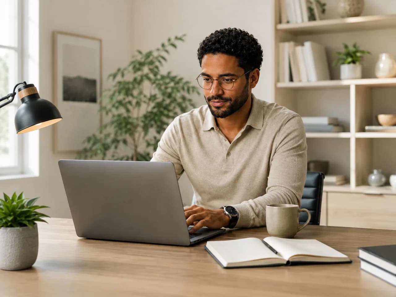 Professionnel africain travaillant à distance depuis son bureau